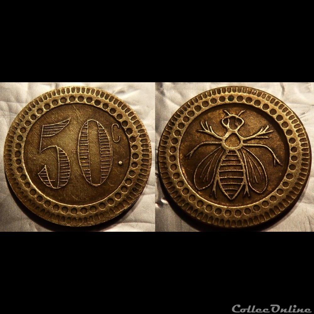 monnaie mereaux f jeton a consommer 50 c abeille