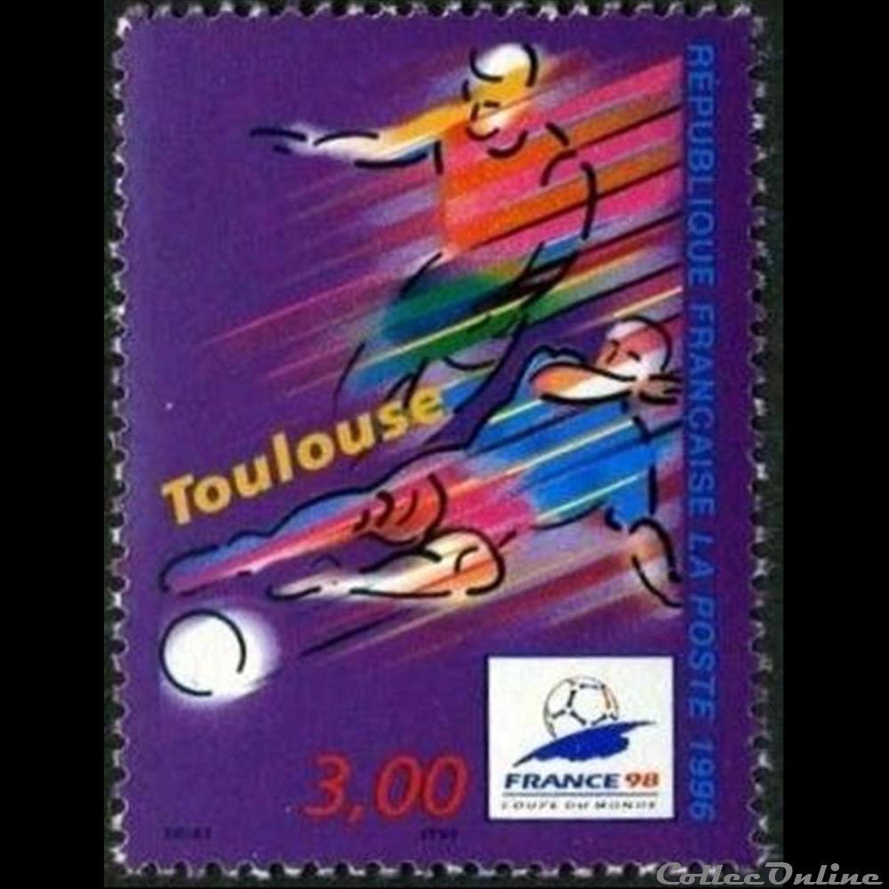 timbre assignat 1996 france 98 lens montpellier saint etienne toulouse