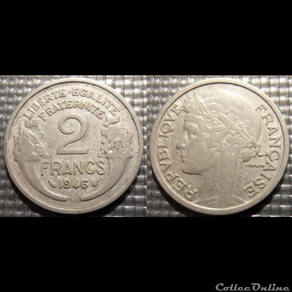 Jf 2 francs Morlon 1946 B 27mm 2.2g monnaie france moderne jf 2 francs morlon 1946 b 27mm 2 2g