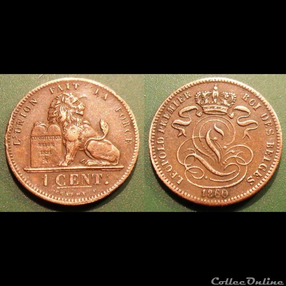 Belgique 1 Cent. 1860 des Belges monnaie monde belgique 1 cent 1860 des belges