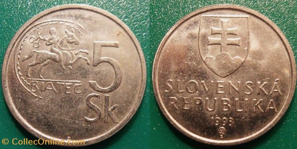 5 Koruna 1993 monnaie monde slovaquie 5 koruna 1993
