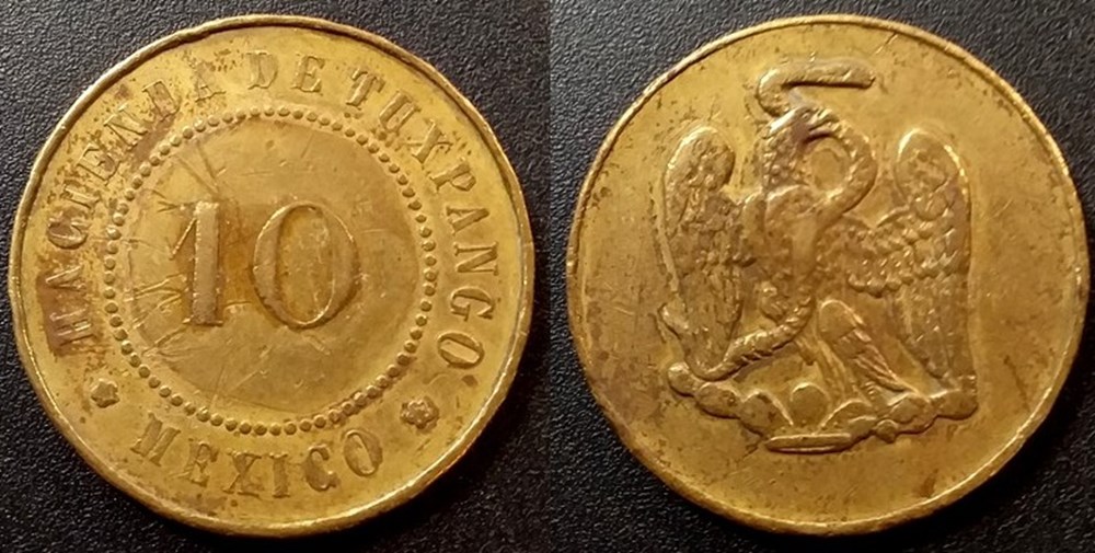 monnaies monde mexique 10 centavos nd hacienda de tuxpanga mexico