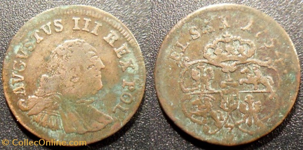 Pologne - Lituanie Szelag 1754 Auguste III monnaies monde pologne lituanie szelag 1754 auguste iii