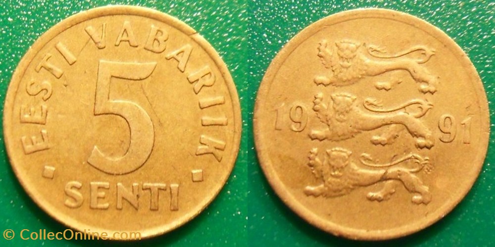 5 Senti 1991 monnaie monde estonie 5 senti 1991