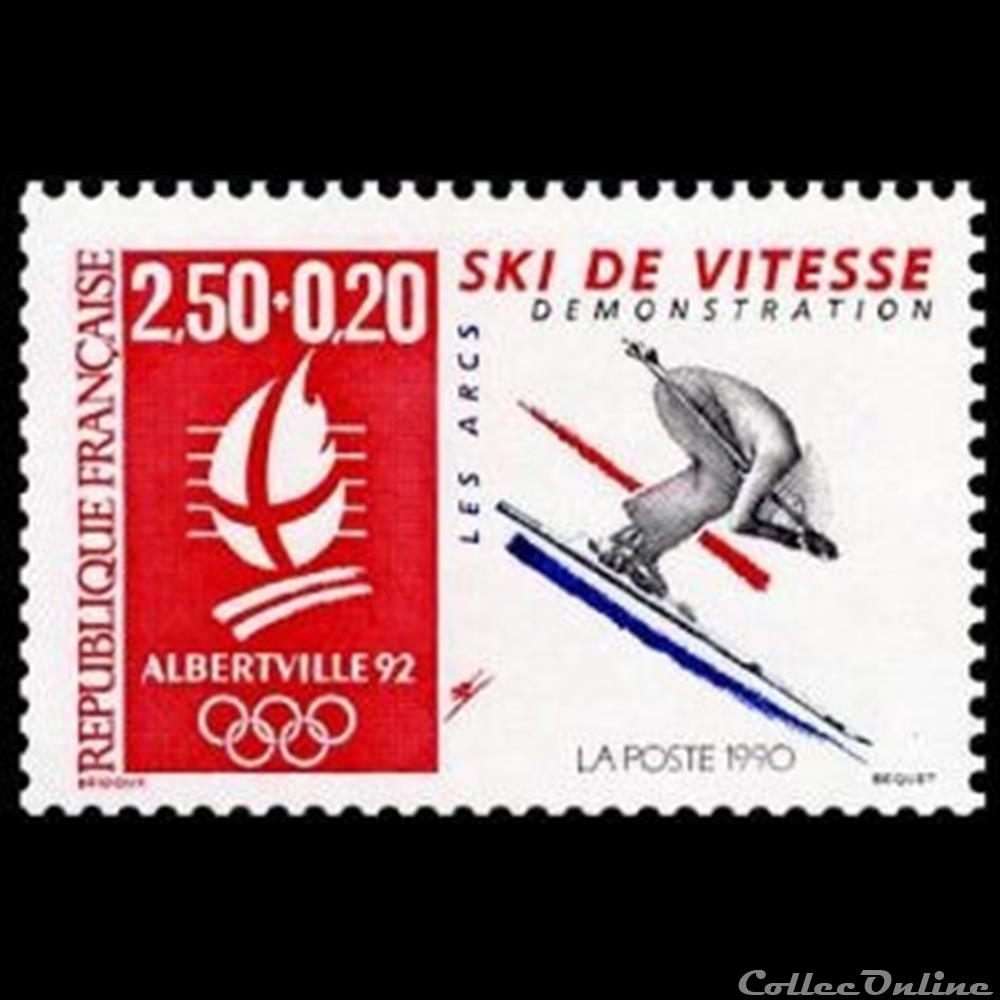 1992 Alberville 92 Jeux Olympiques d'hiver 3 timbre france assignat 1992 alberville 92 jeux olympiques hiver
