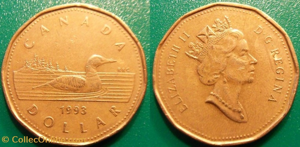 1 Dollar 1993 monnaie monde canadum 1 dollar 1993