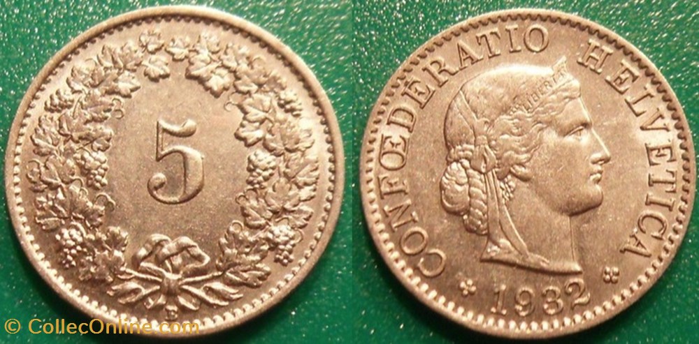5 Centimes 1932 monnaie monde suisse 5 centimes 1932