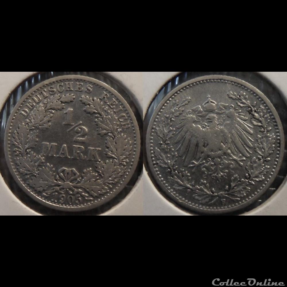 Germany 1/2 Mark 1905 F monnaie france moderne germany 1 2 mark 1905 f