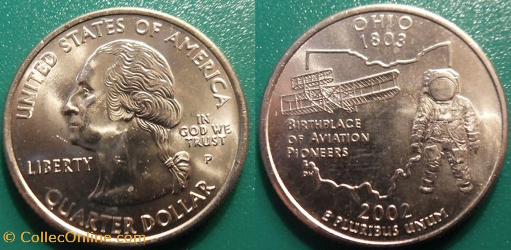 1/4 dollar 2002 P Ohio monnaie monde etat uni 1 4 dollar 2002 p ohio