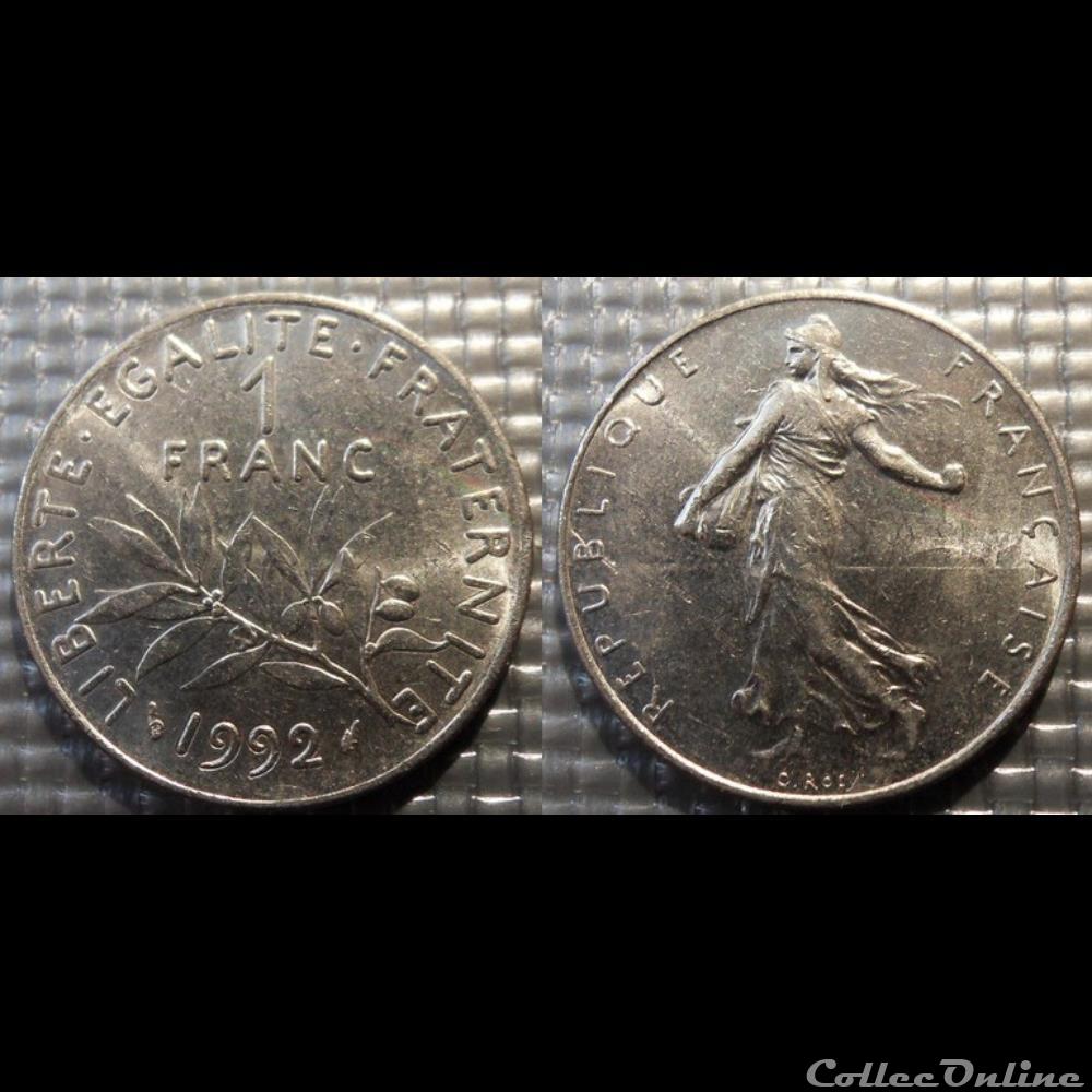 Hg 1 franc semeuse 1992 24mm 6g monnaie france moderne hg 1 franc semeuse 1992 24mm 6g