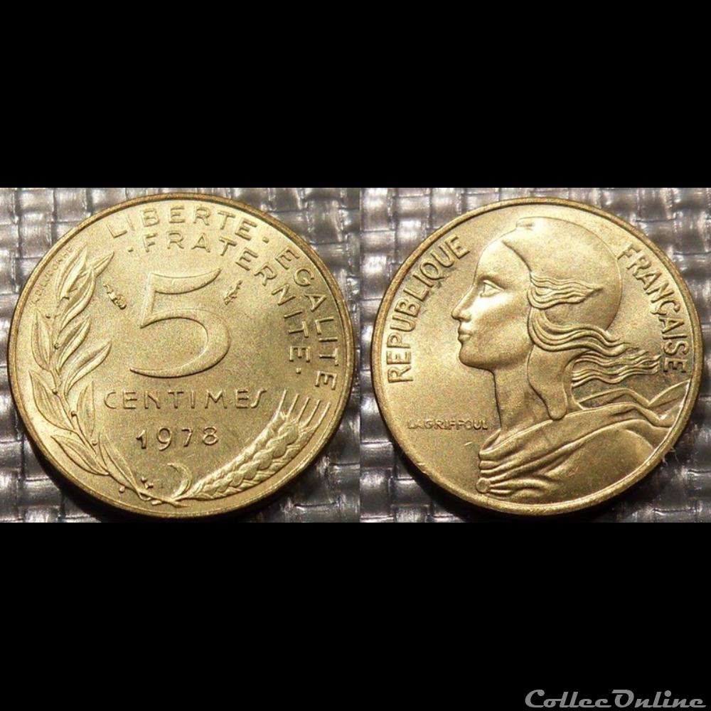 Cf 5 centimes Marianne 1978 17mm 2g monnaie france moderne cf 5 centimes marianne 1978 17mm 2g