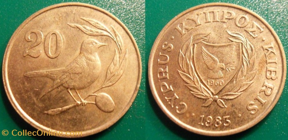 20 Cents 1983 monnaie monde chypre 20 cents 1983