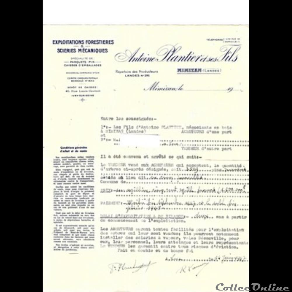Vieux papiers: Mimizan Etablissements Plantier 1947 autre vieux papiers mimizan etablissements plantier 1947