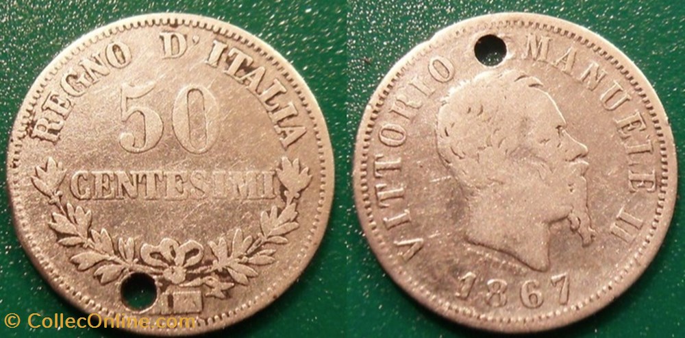Italie 50 Centisimi 1867 monnaie monde italie 50 centisimi 1867