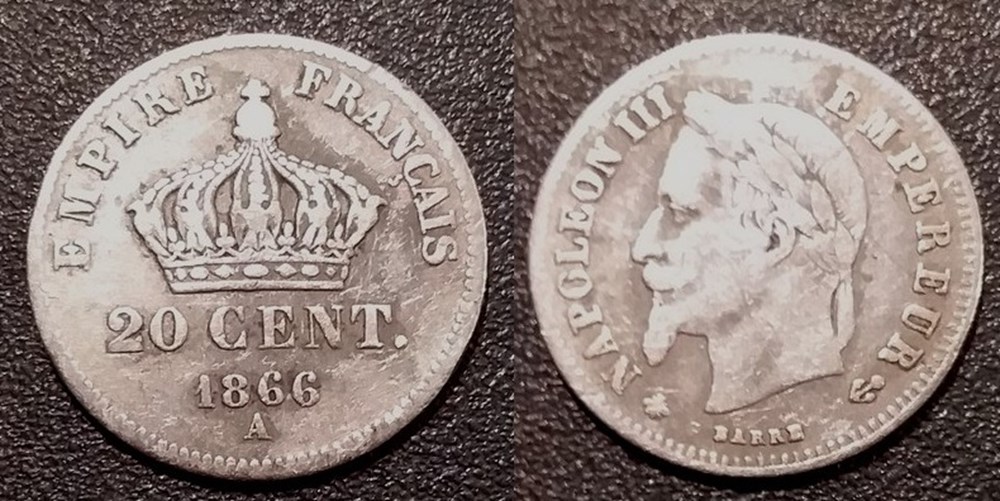 N-Napoleon III Empereur 20 centimes lauré petit modèle 1866 A monnaies monde france n napoleon iii empereur 20 centimes laure petit modele 1866 a
