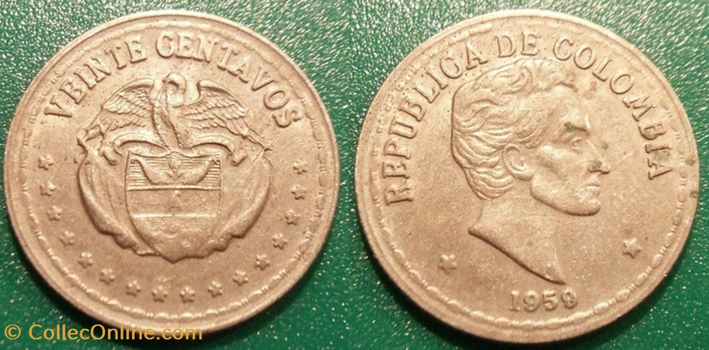 monnaies monde colombie 20 centavos 1959