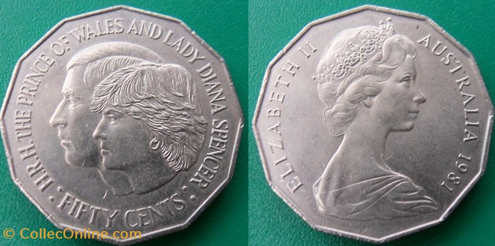50 Cents 1981 Mariage Royal monnaies monde australie 50 cents 1981 mariage royal