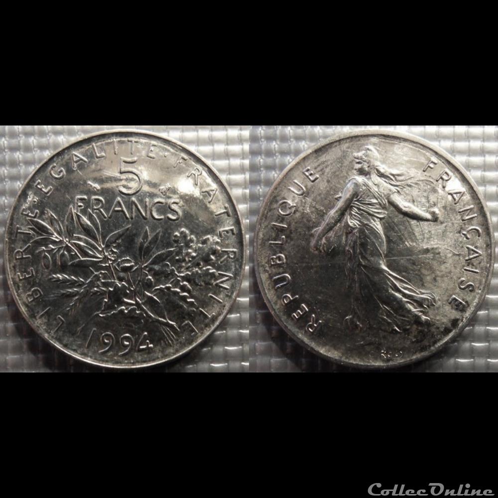 Kg 5 francs Semeuse 1994 29mm 10g monnaie france moderne kg 5 francs semeuse 1994 29mm 10g