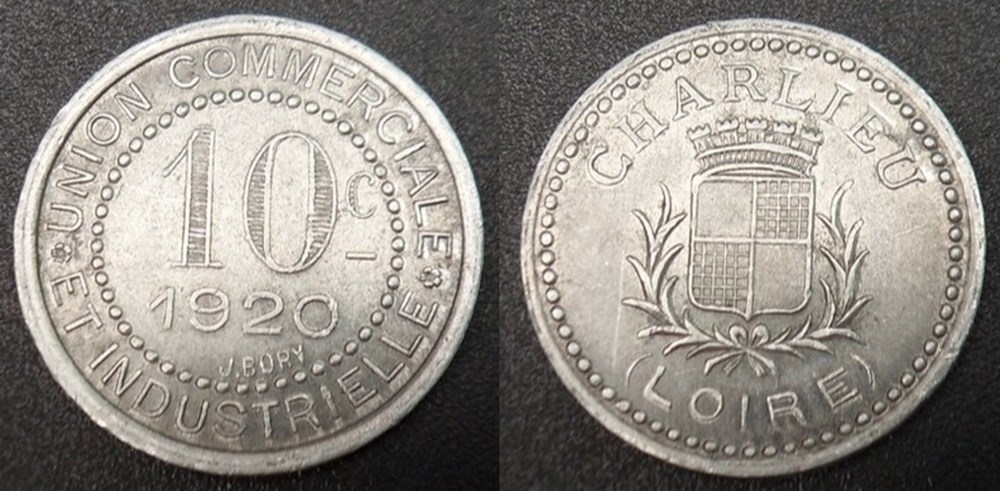 p- MN Charlieu (Loire) 10 C. 1920 Al Elie:10.2 monnaies paranumismatique jetons poids p mn charlieu loire 10 c 1920 al elie 10 2