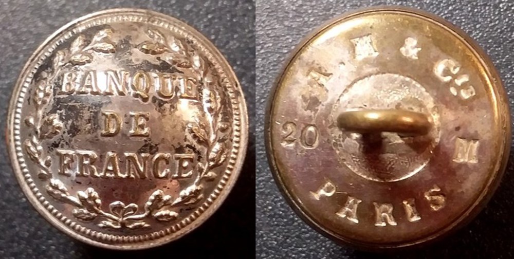 Bouton BANQUE DE FRANCE 20mm divers bouton banque de france 20mm
