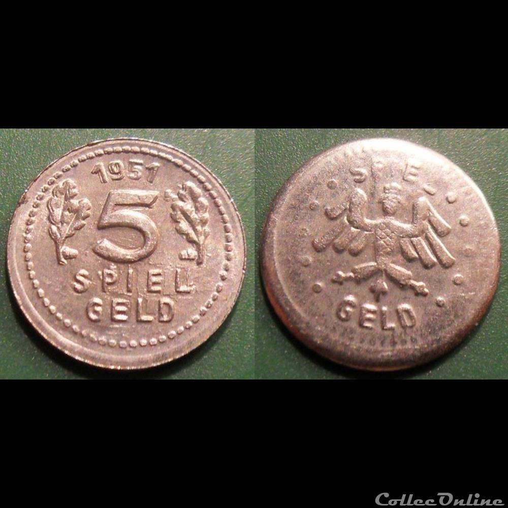 e- J etr Allemagne Spielgeld 5 -1951 monnaie jeton mereaux e j etr allemagne spielgeld 5 1951
