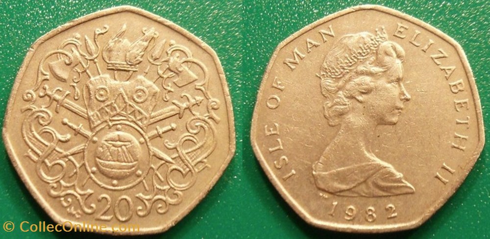 20 Pence 1982 monnaie monde ile de man 20 pence 1982