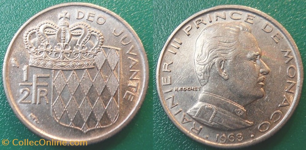 1/2 Franc 1968 Rainier III monnaie monde monaco 1 2 franc 1968 rainier iii