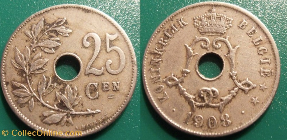 Belgique 25 Centimes 1908 Belgie monnaie monde belgique 25 centimes 1908 belgie