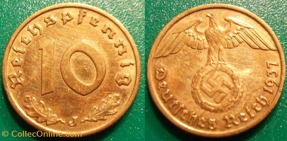 10 Reichsfennig 1937 monnaie monde allemagne 10 reichsfennig 1937