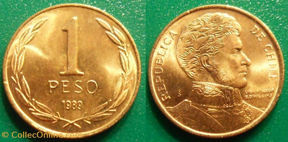 1 Peso 1989 monnaie monde chili 1 peso 1989