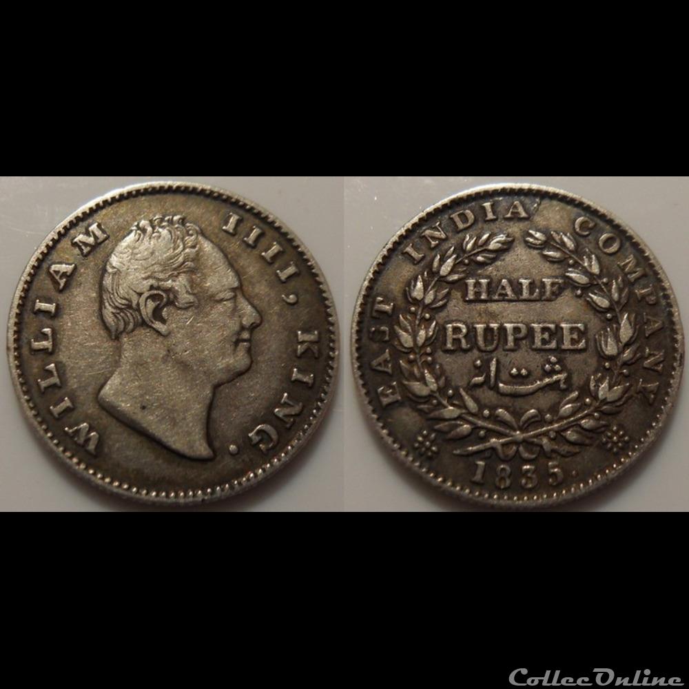 Indes Britannique 1/2 Rupee 1835 monnaie france moderne indes britannique 1 2 rupee 1835