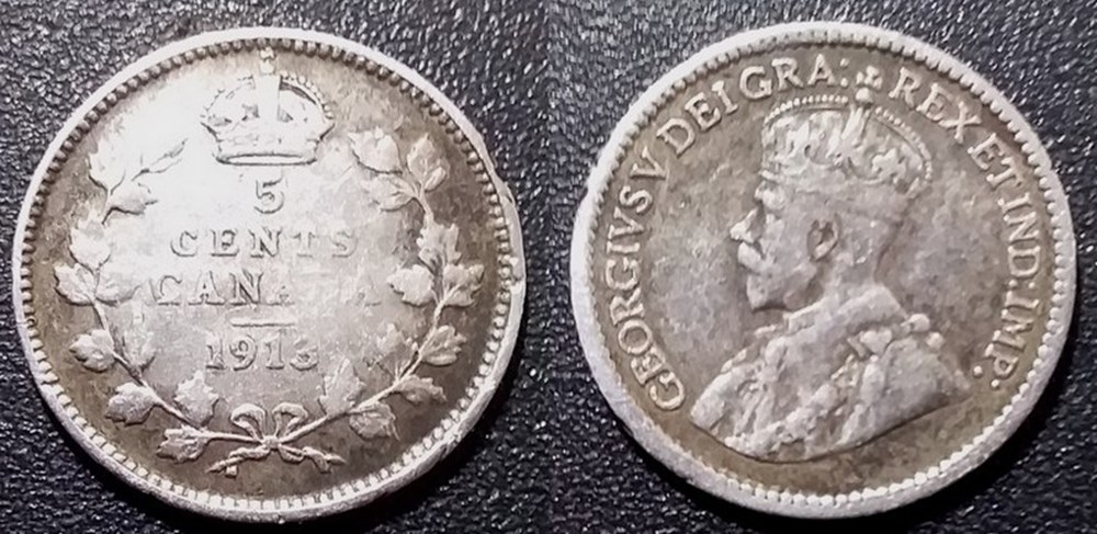 Canada 5 Cents 1913 légende DEI GRA monnaies canada 5 cents 1913 legende dei gra