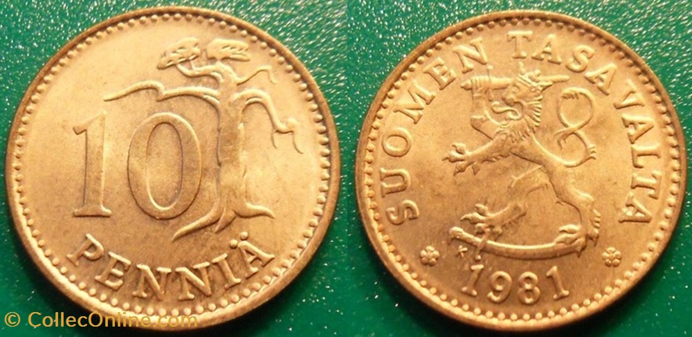 10 Penniä 1981 monnaie monde finlande 10 pennia 1981