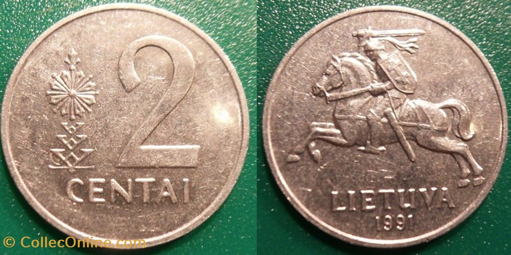 2 Centai 1991 monnaie monde lituanie 2 centai 1991