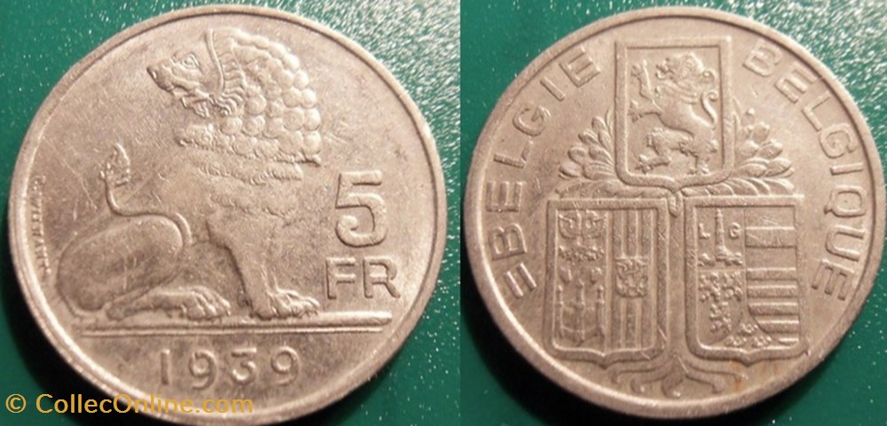 5 Francs 1939 Belgie-Belgique monnaie monde 5 francs 1939 belgie belgique