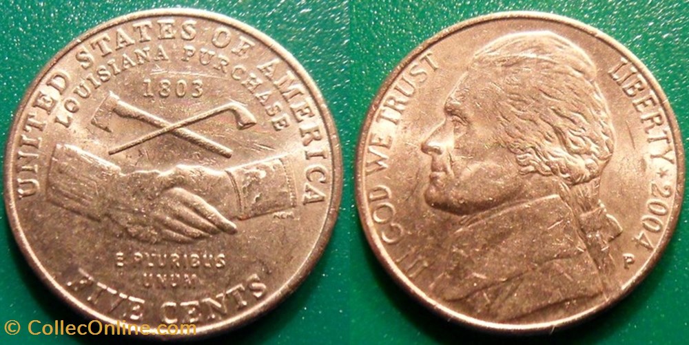 monnaie monde etat uni 5 cents 2004 p