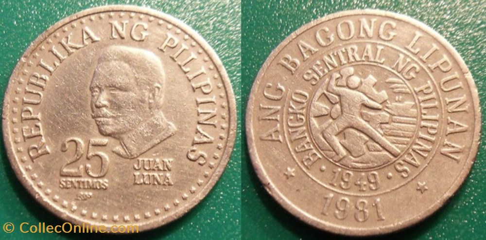 monnaie monde philippine 25 sentimos 1981