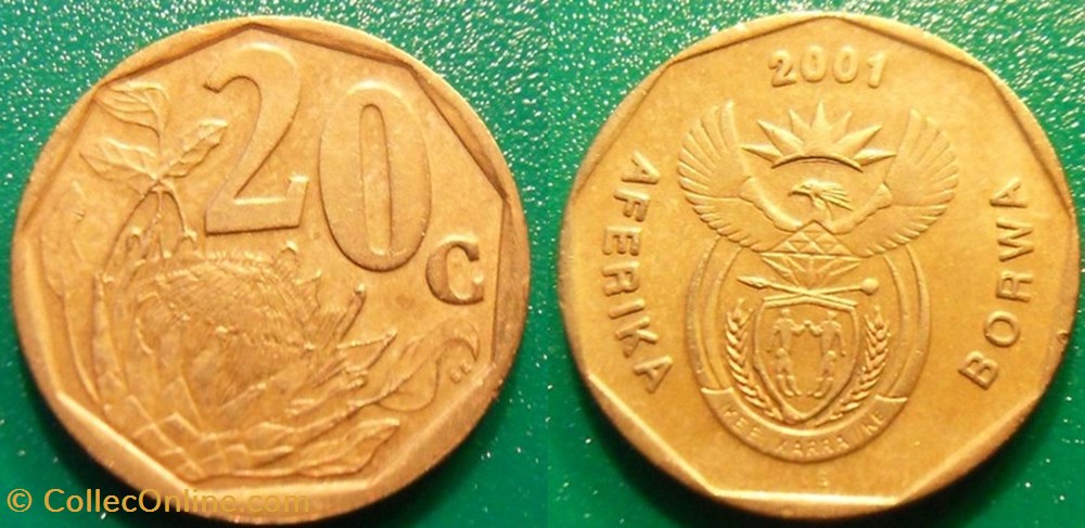 20 Cents 2001 monnaie monde afrique du sud 20 cents 2001