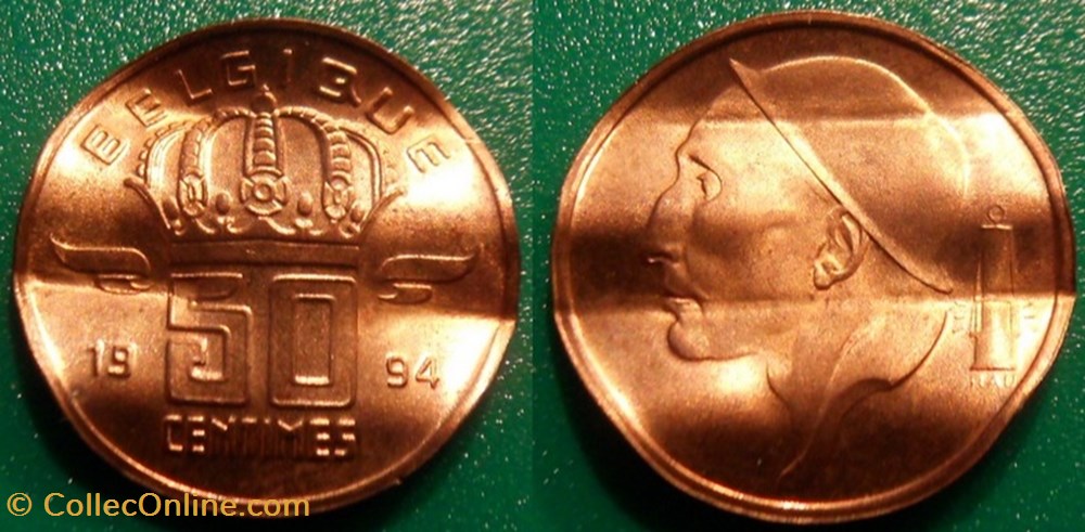 50 Centimes 1994 Belgique Destruction monnaie monde 50 centimes 1994 belgique destruction