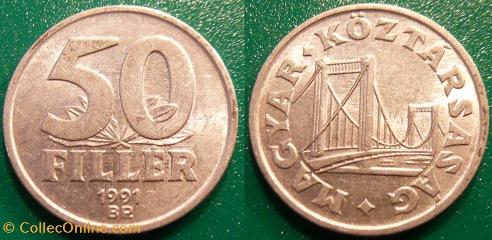 50 Fillér 1991 monnaie monde hongrie 50 filler 1991
