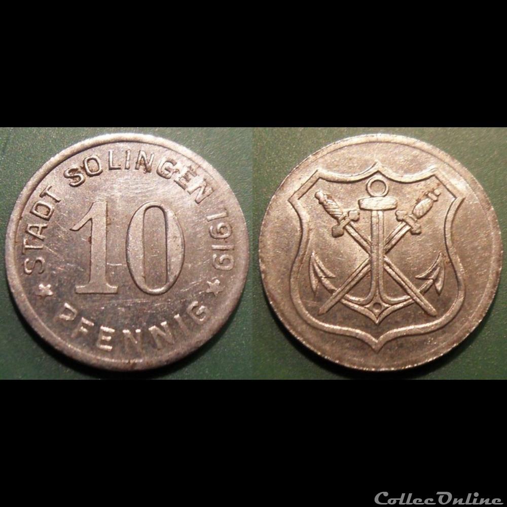 q- MN etr Germany Solingen 10 Pfennig 1919 monnaie jeton mereaux q mn etr germany solingen 10 pfennig 1919