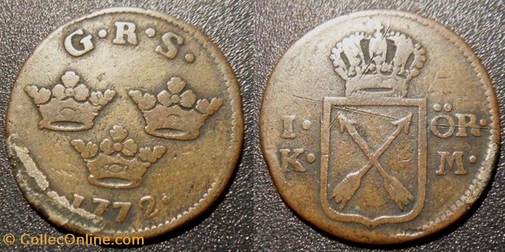 Suède 1 Öre 1772 Gustav III monnaies monde suede 1 ore 1772 gustav iii