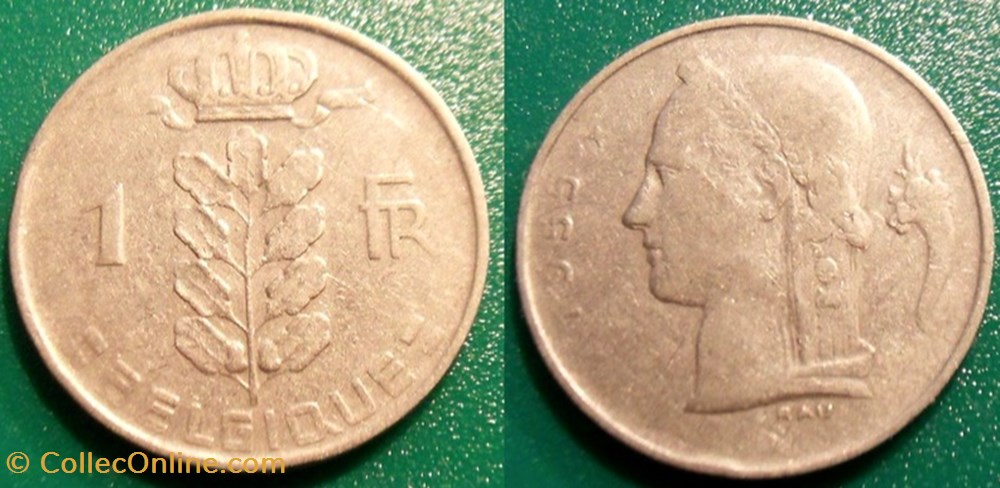monnaie monde 1 franc 1955 belgique