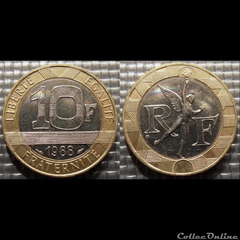 Lq 10 francs Génie de la Bastille 1988 23mm 6.5g monnaie france moderne lq 10 francs genie de la bastille 1988 23mm 6 5g
