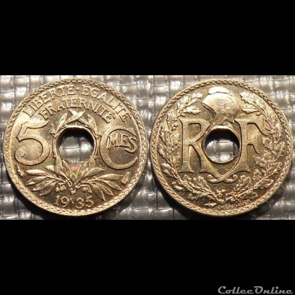 Cc 5 centimes EM Lindauer 1935 17mm 2g monnaie france moderne cc 5 centimes em lindauer 1935 17mm 2g