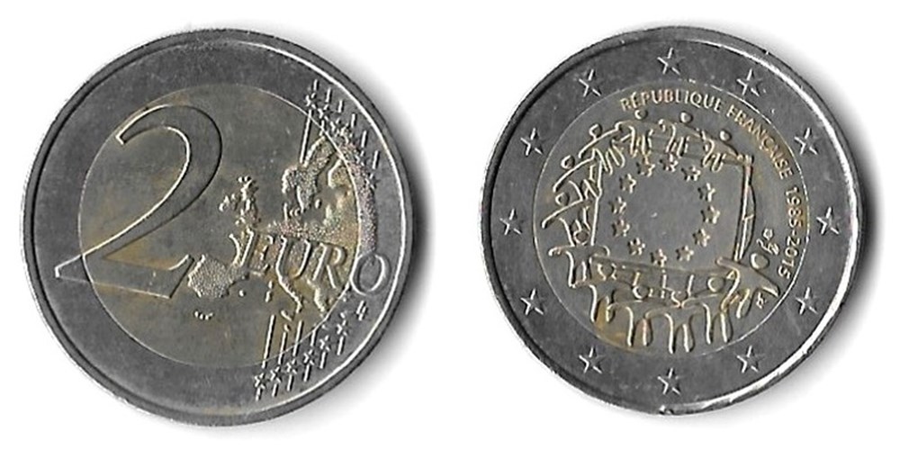 monnaies monde france 2 euros 2019 30 ans du drapeau de union europeenne