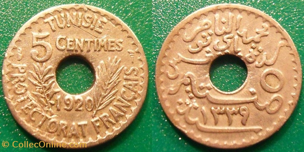 Tunisie 5 Centimes 1920 grand module monnaies colonies francaises tunisie 5 centimes 1920 grand module