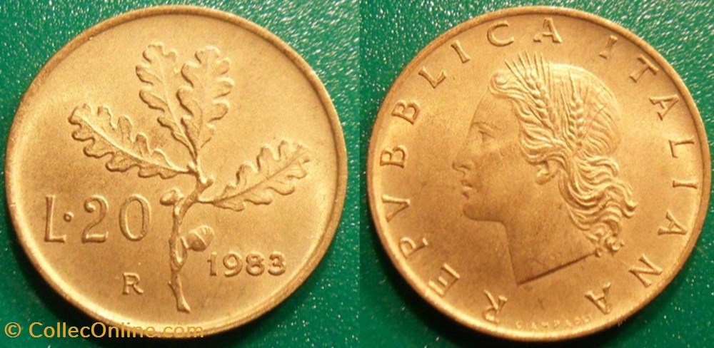 20 Lires 1983 lisse monnaie monde italie 20 lires 1983 lisse