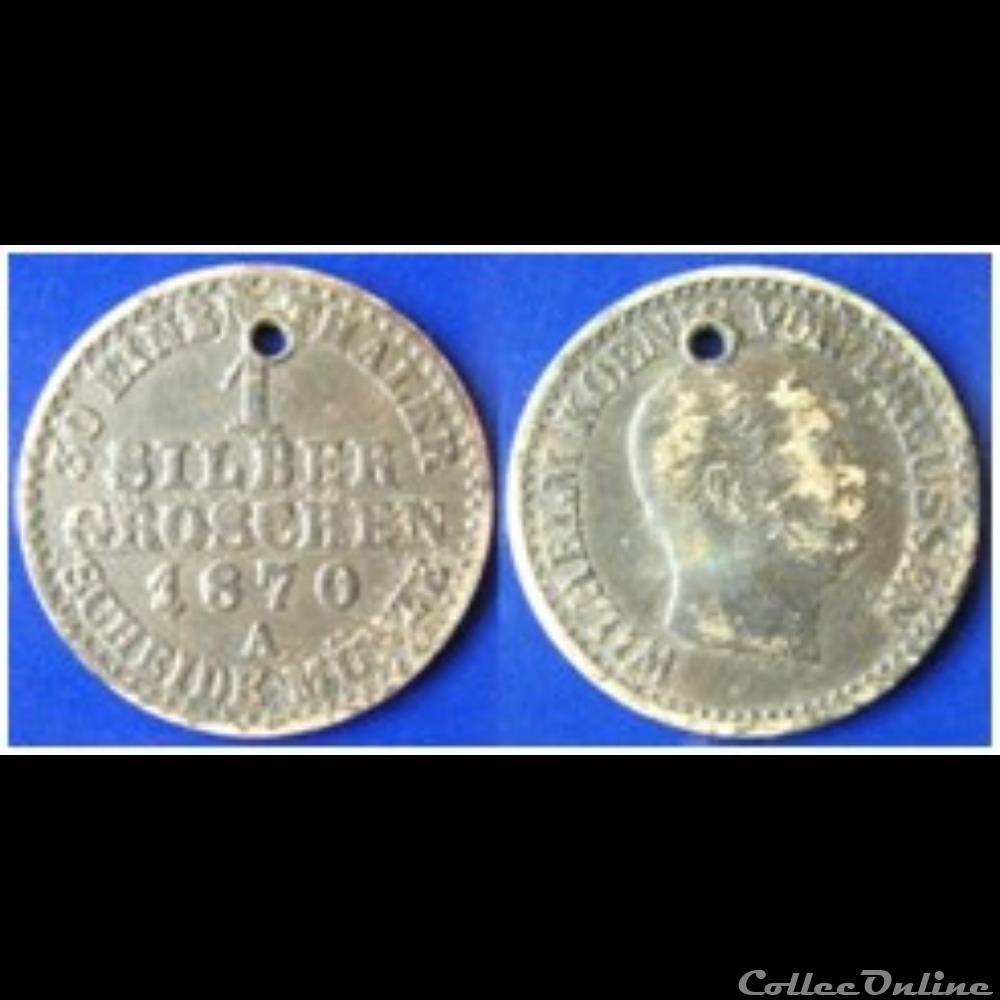 monnaie monde allemagne prusse 1 silber groschen 1870 a