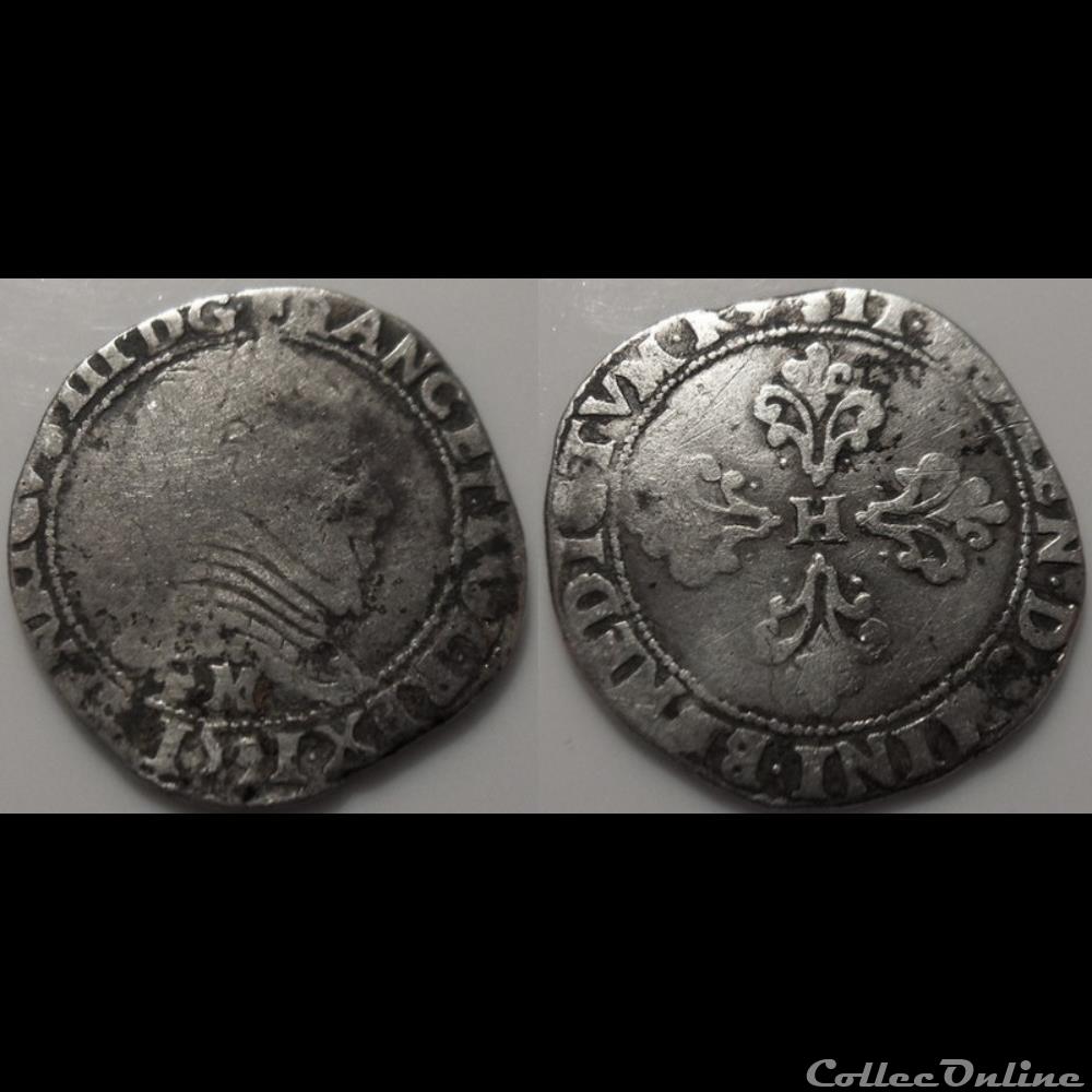 monnaie france royale e5 henri iii 1 2 franc au col plat toulouse 1581